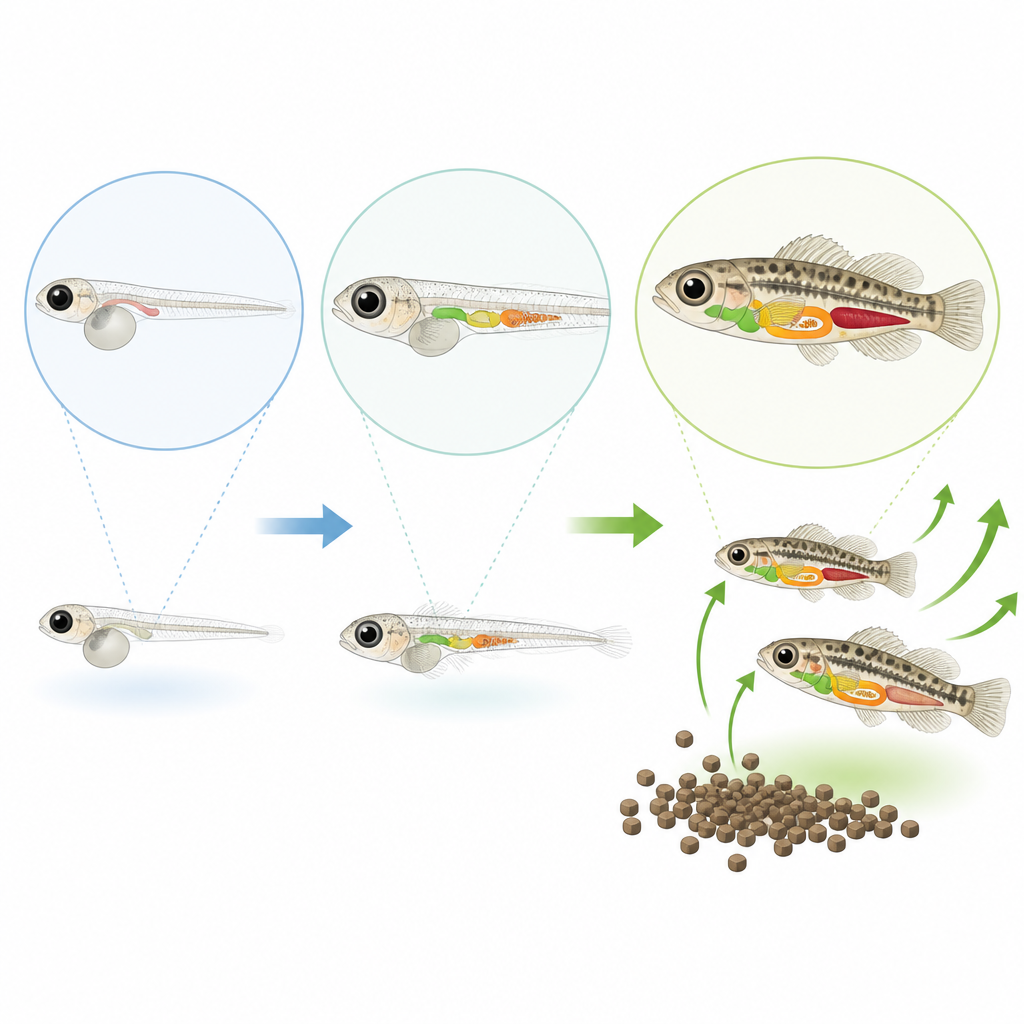 Figure 2. I giovani di murena striata sviluppano una digestione e un corpo più robusti se svezzati al momento giusto e alimentati con pellet ricchi di taurina.