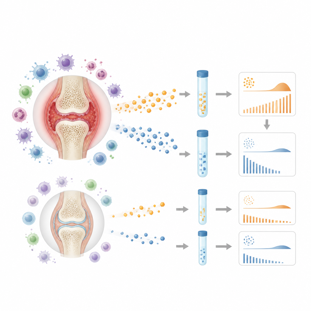 Figure 2. Wie Moleküle, die ein entzündetes Gelenk verlassen, gemessen werden können, um die Aktivität rheumatoider Arthritis anzuzeigen