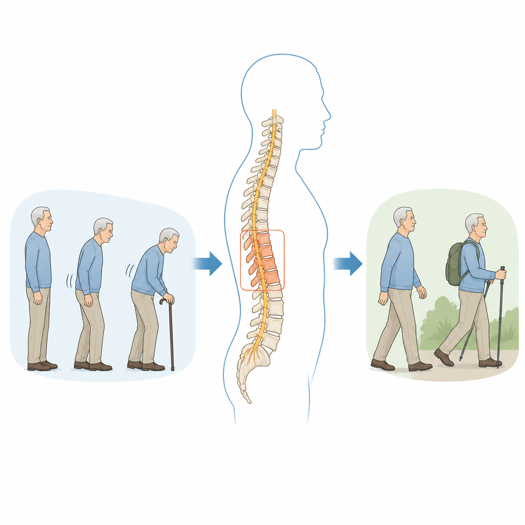Figure 1. Come un difetto vascolare nascosto nella colonna vertebrale può indebolire silenziosamente gambe e controllo della vescica ma migliorare se correttamente diagnosticato e trattato.