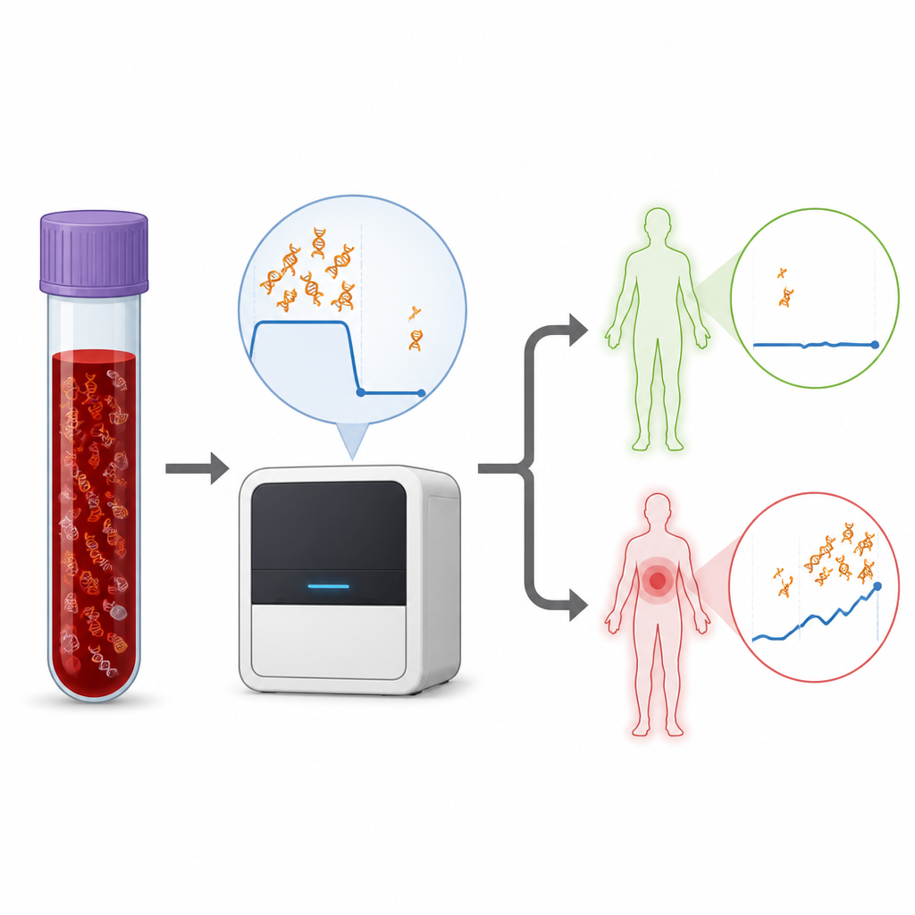 Figure 2. Kandaki tümör DNA parçacıklarındaki değişimler, kimlerin terapiden fayda gördüğünü ve kimlerin taramalarda büyüme görülmeden önce ilerleme yaşadığını ortaya koyuyor