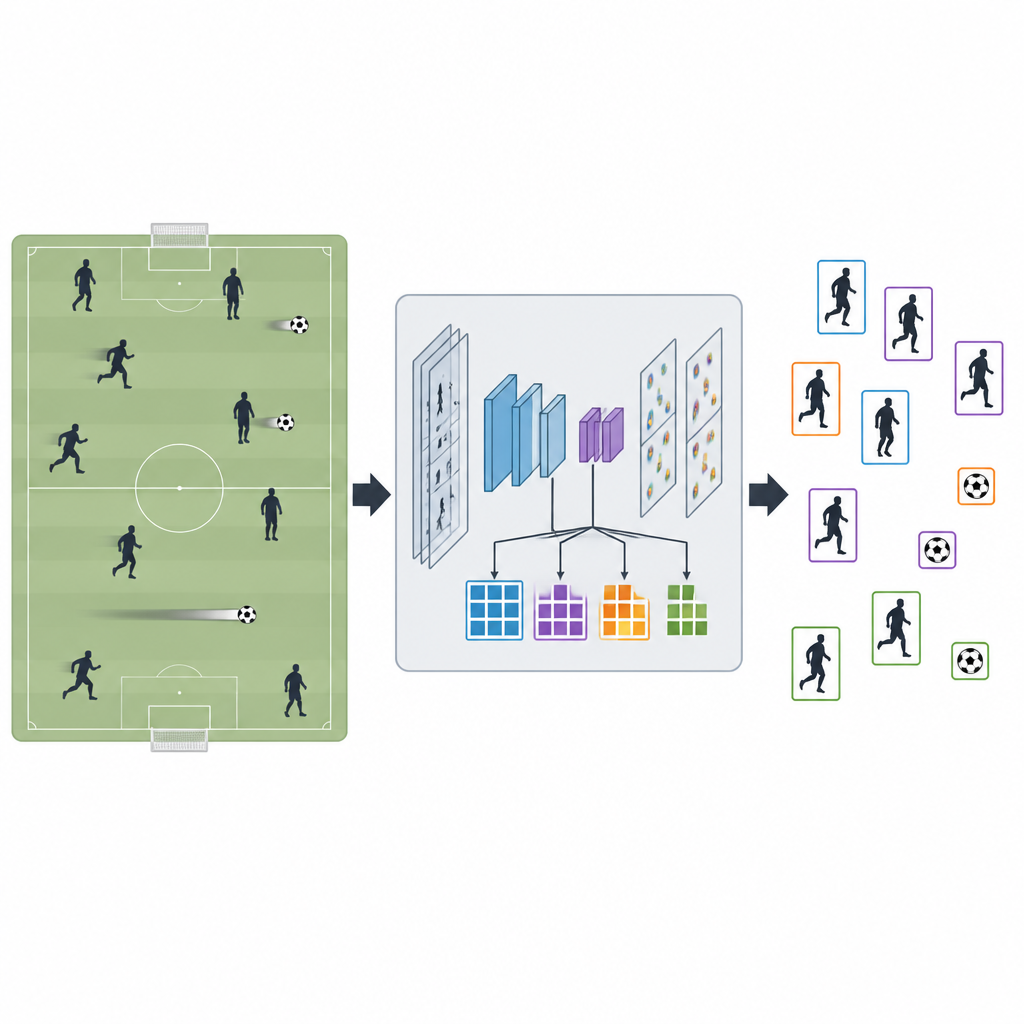 Figure 1. Wie die Anpassung an Bewegungsgeschwindigkeit Computern hilft, Spieler und Ball in Sportvideos klarer zu verfolgen.