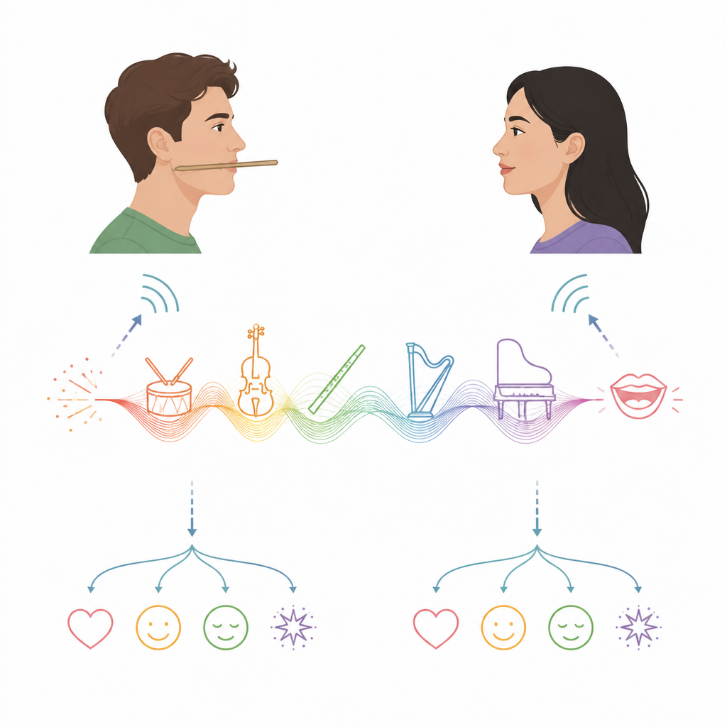 Figure 1. Das Einschränken facialer Bewegung verhindert nicht, dass Menschen Emotionen in Stimmen und Musik korrekt wahrnehmen.