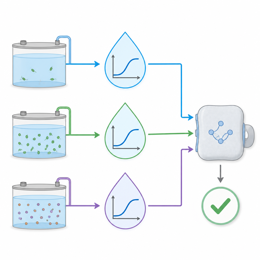 Figure 2. Des conditions cachées différentes dans les bassins peuvent produire la même rampe d’oxygène, induisant parfois un capteur en erreur quant à la qualité de l’eau.