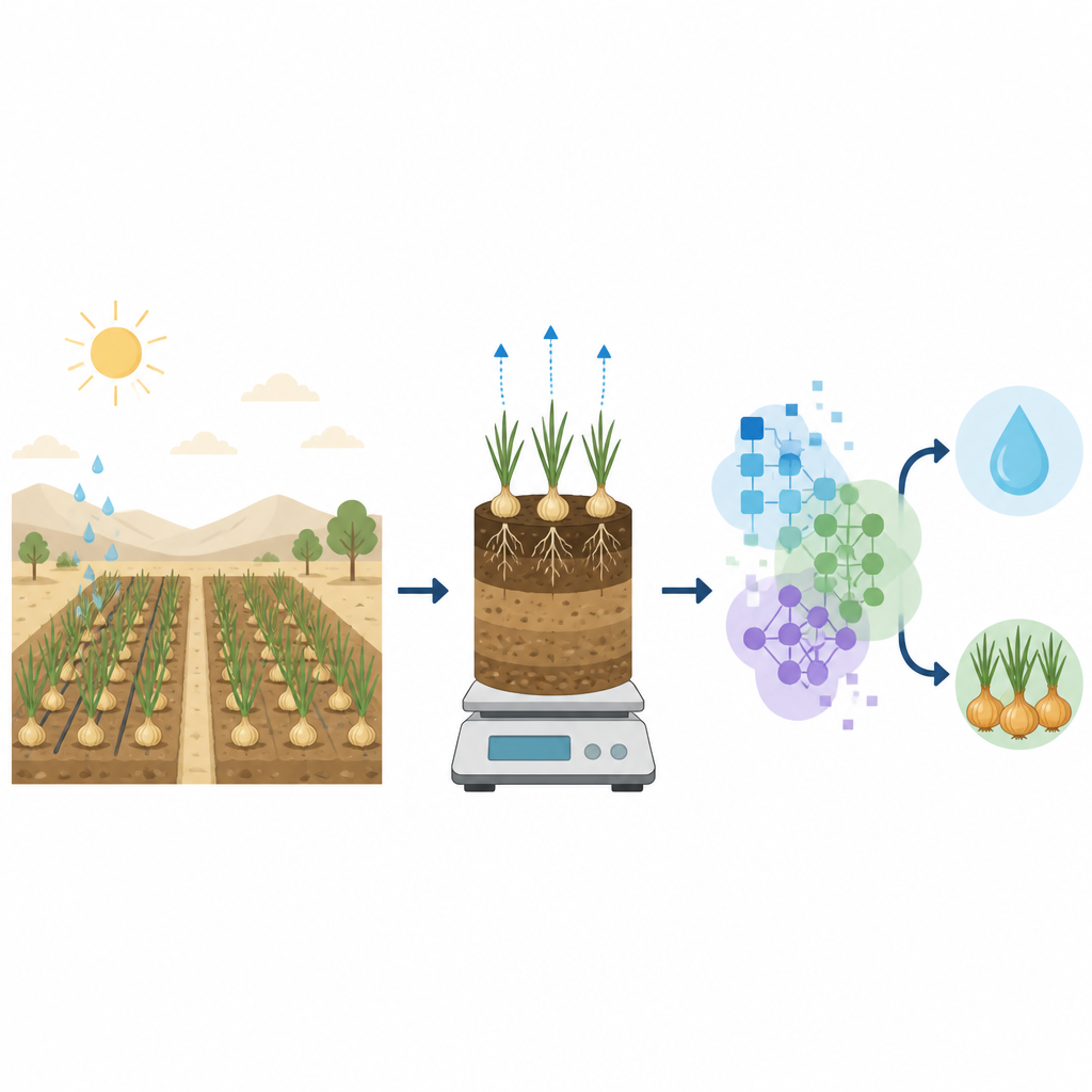 Figure 1. Dalla scala di campo ai modelli intelligenti: come le aziende cipollicole gestiscono l’acqua scarsa in un paesaggio arido