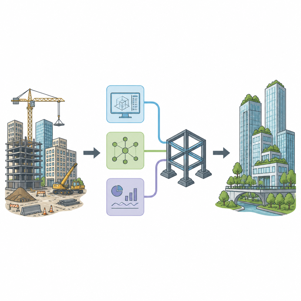 Figure 1. Wie digitale Werkzeuge und widerstandsfähige Teams Bauprojekte in bessere reale Ergebnisse verwandeln.