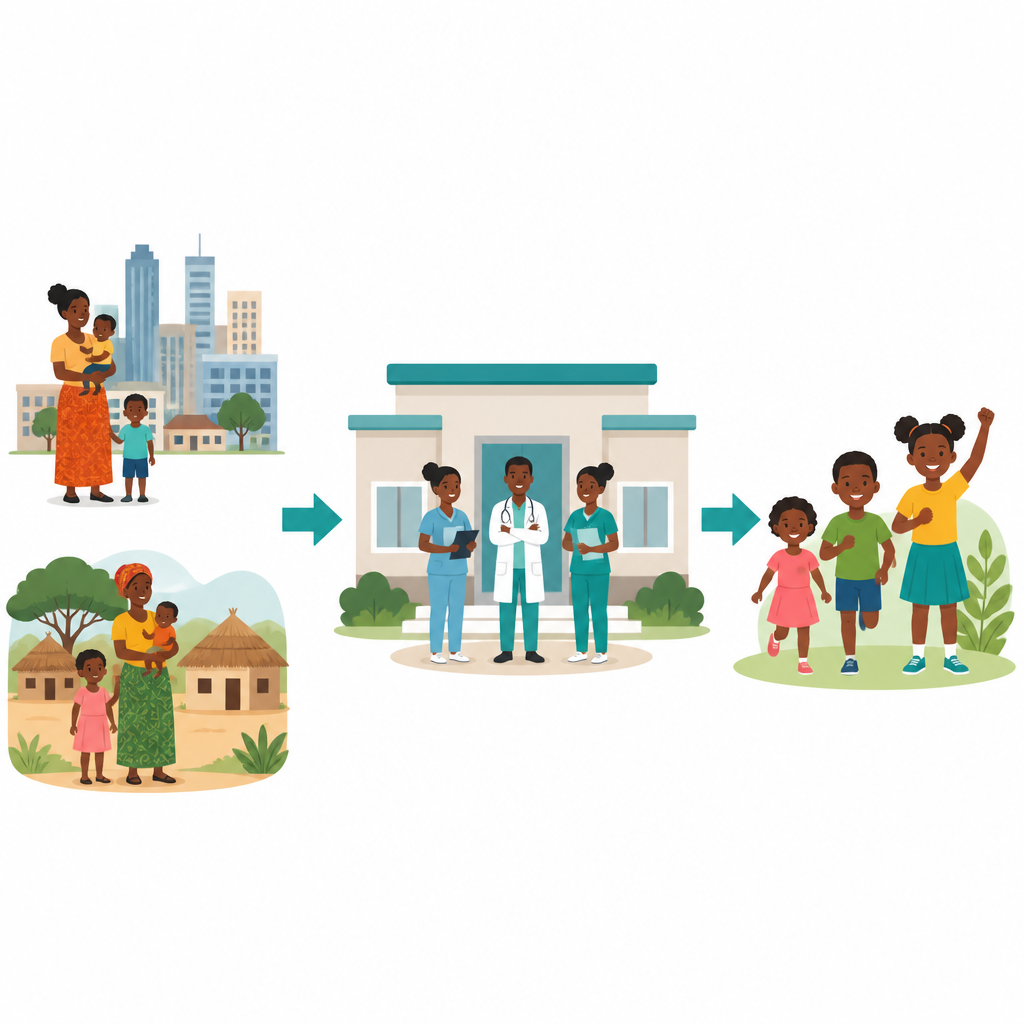 Figure 1. Wie Mütter, Kliniken und familiäres Umfeld die Impfung und Gesundheit junger Kinder in einer äthiopischen Stadt prägen.