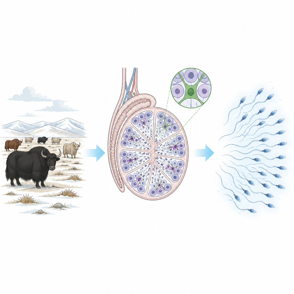 Figure 1. Wie die widerstandsfähigen Hoden mongolischer Rinder das harte Graslandleben in konstante Spermienproduktion verwandeln.