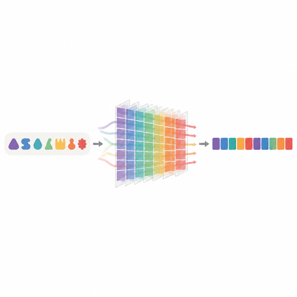 Figure 2. Las características acústicas de cada nota alimentan una rejilla de reglas que produce un patrón ordenado y repetido de sílabas de la canción.