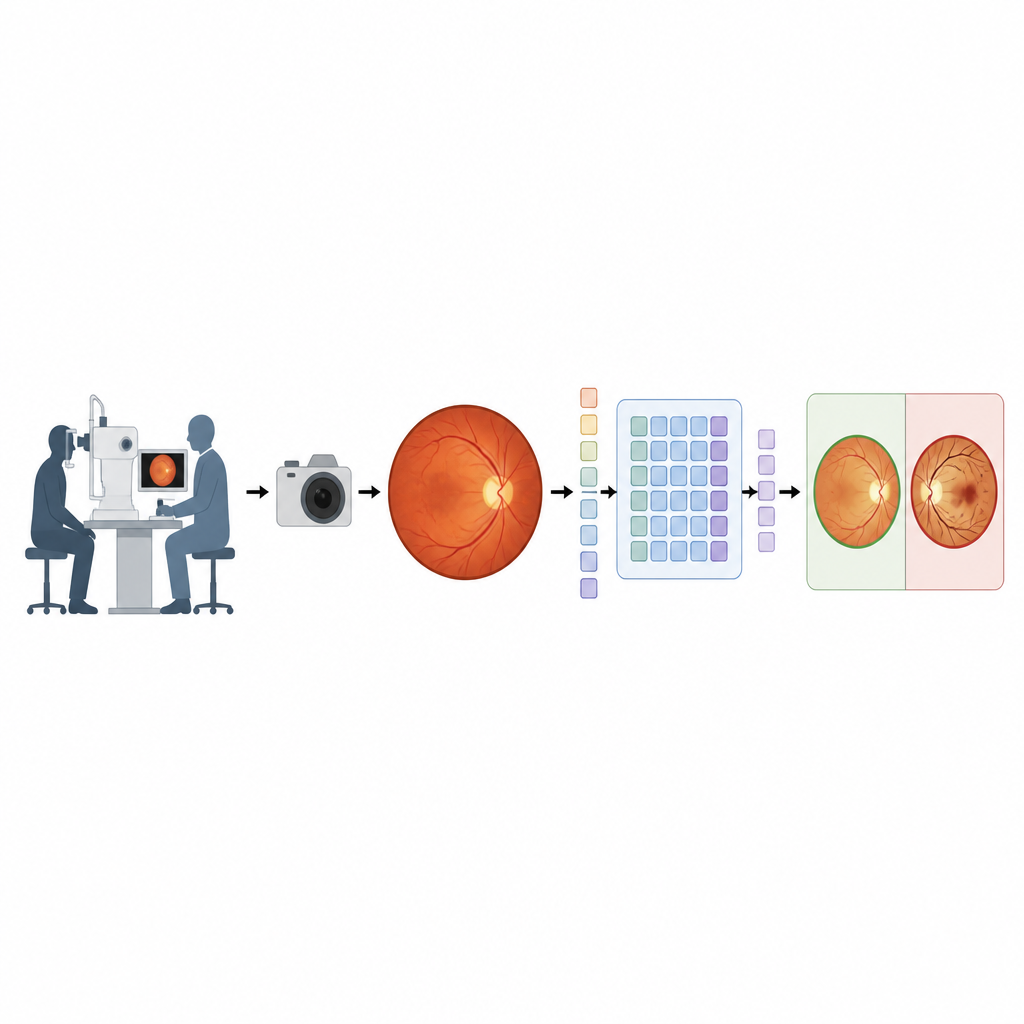 Figure 1. Un sistema de IA evalúa fotos sencillas del ojo para distinguir al instante nervios ópticos sanos de los glaucomatosos.