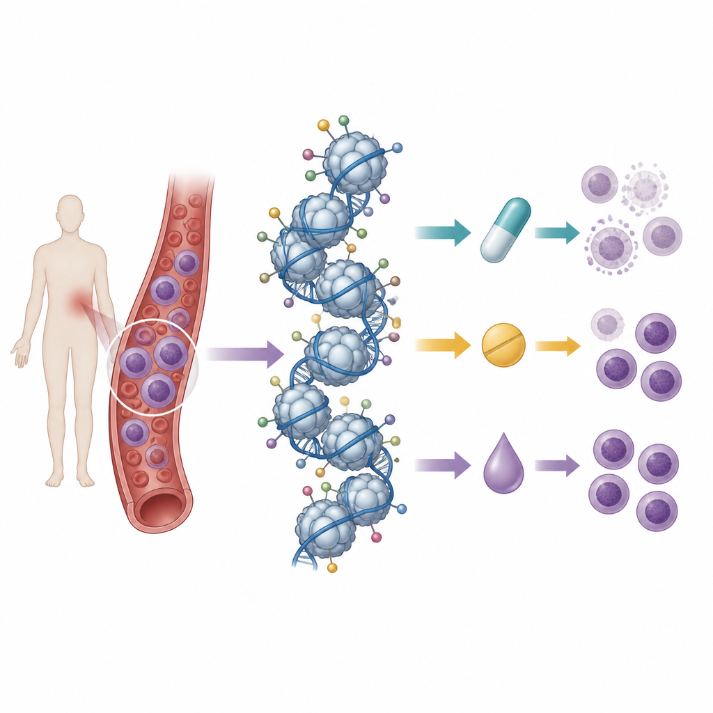 Figure 1. Come i segni chimici sul pacchetto del DNA nelle cellule leucemiche si correlano con la risposta a diversi farmaci antitumorali.