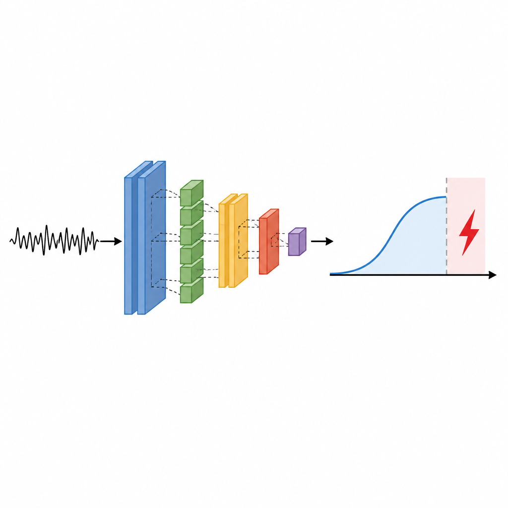 Figure 2. Una singola traccia EEG attraversa una rete compatta fino a produrre una curva che si innalza ben prima dell'icona dell'evento convulsivo.