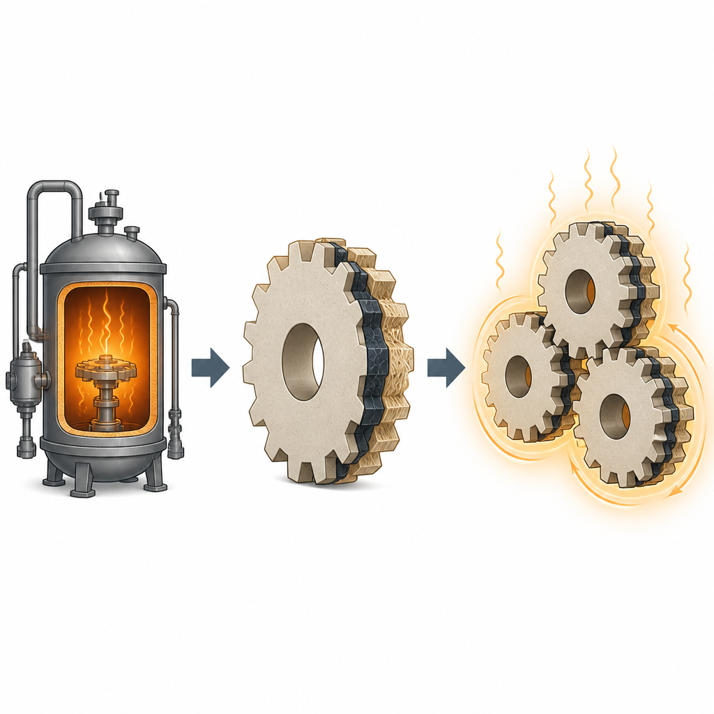Figure 1. Ingranaggi plastici stampati in 3D rinforzati con grafene e fibre vegetali per macchine di reattori a idrogeno ad alta temperatura.