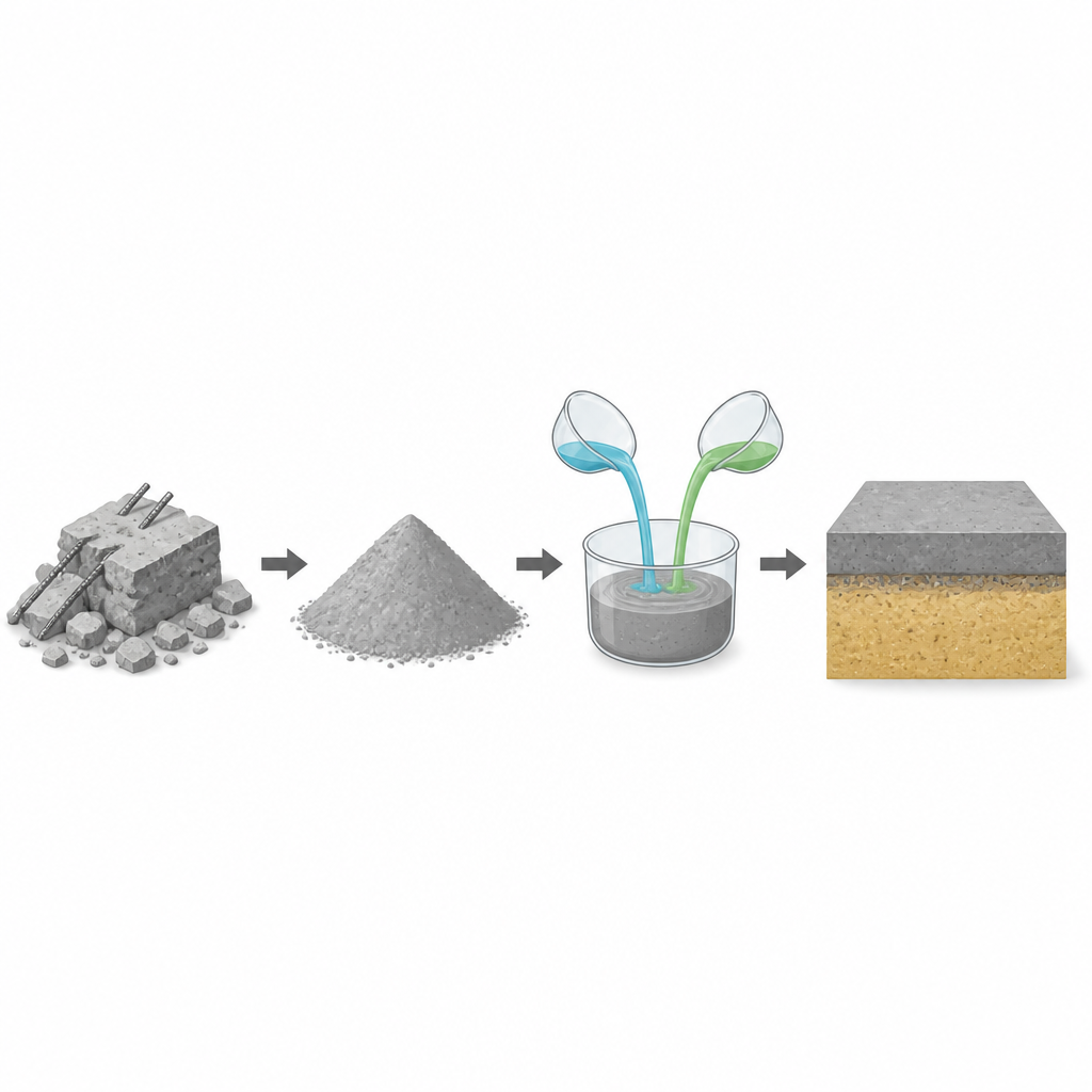 Figure 1. Old concrete is ground and mixed with chemicals to turn loose sand into a stronger construction base.