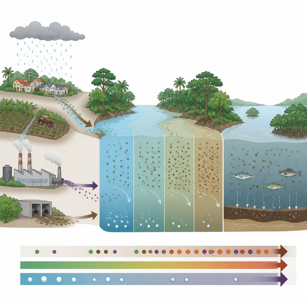 Figure 2. How waste from land flows into rivers, changes water chemistry, and reaches fish in the Amazon.