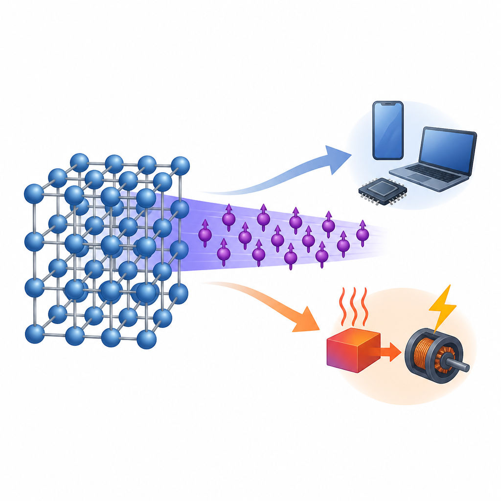 Figure 1. Geleceğin elektroniği için hem elektron spinlerini süzen hem de atık ısıyı toplamaya yardımcı olan kristal.