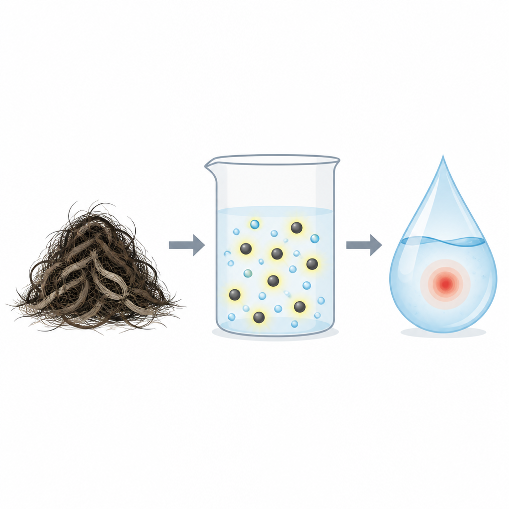 Figure 1. I capelli umani di scarto diventano nanoparticelle luminose che aiutano a controllare le acque per la presenza dannosa di argento.