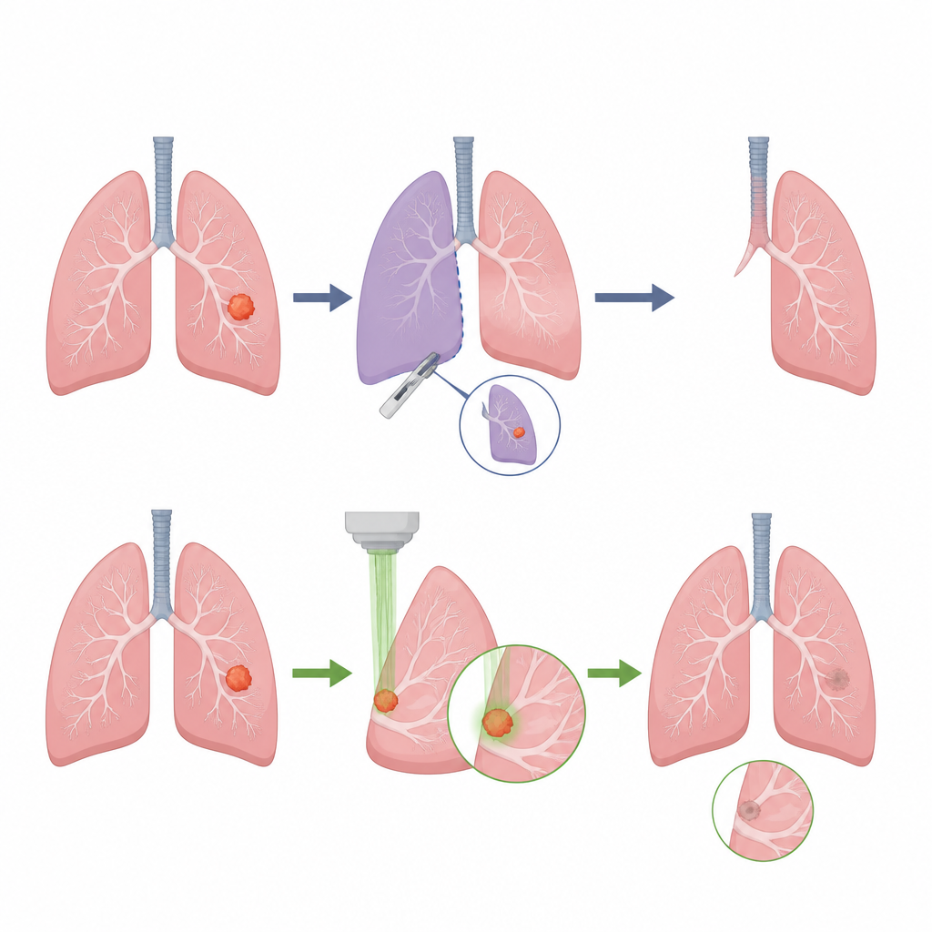 Figure 2. What happens inside the lung when early tumors are removed by surgery or shrunk by focused radiation.