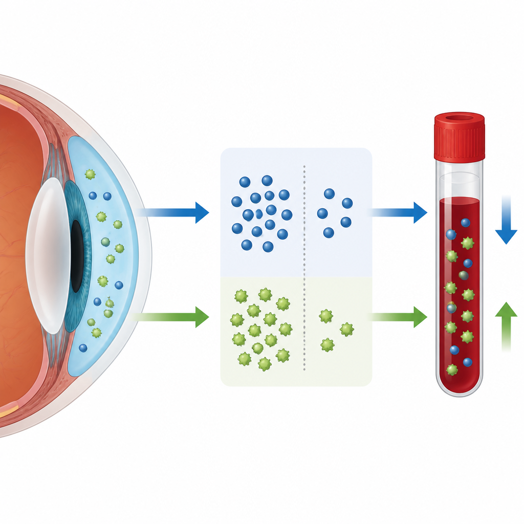 Figure 2. Comparación de los niveles proteicos en líquido ocular y sangre para revelar patrones de inflamación en el glaucoma