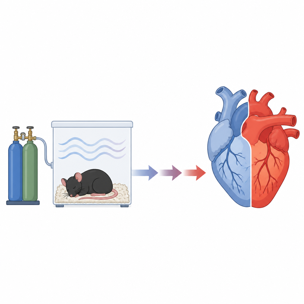 Figure 1. Hoe herhaalde lage zuurstof tijdens de slaap het hart verschuift van korte bescherming naar latere schade.