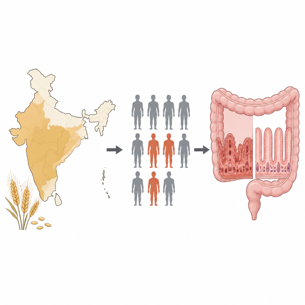Figure 1. Hoe genen bij in tarwe etende Indianen bepalen wie coeliakie ontwikkelt door alledaagse blootstelling aan gluten.