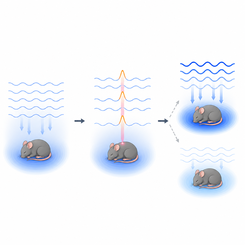 Figure 1. W jaki sposób drobne, nieuświadomione wstrząsy senne mogą przekształcać głębokość i jakość późniejszego snu głębokiego.