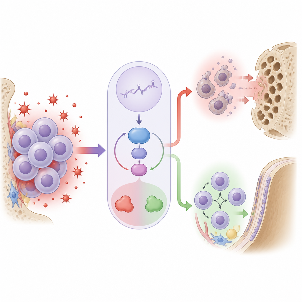 Figure 2. Come un RNA regolatorio e una via di stress indirizzano le cellule staminali ossee verso il danno o la riparazione sotto stress ossidativo