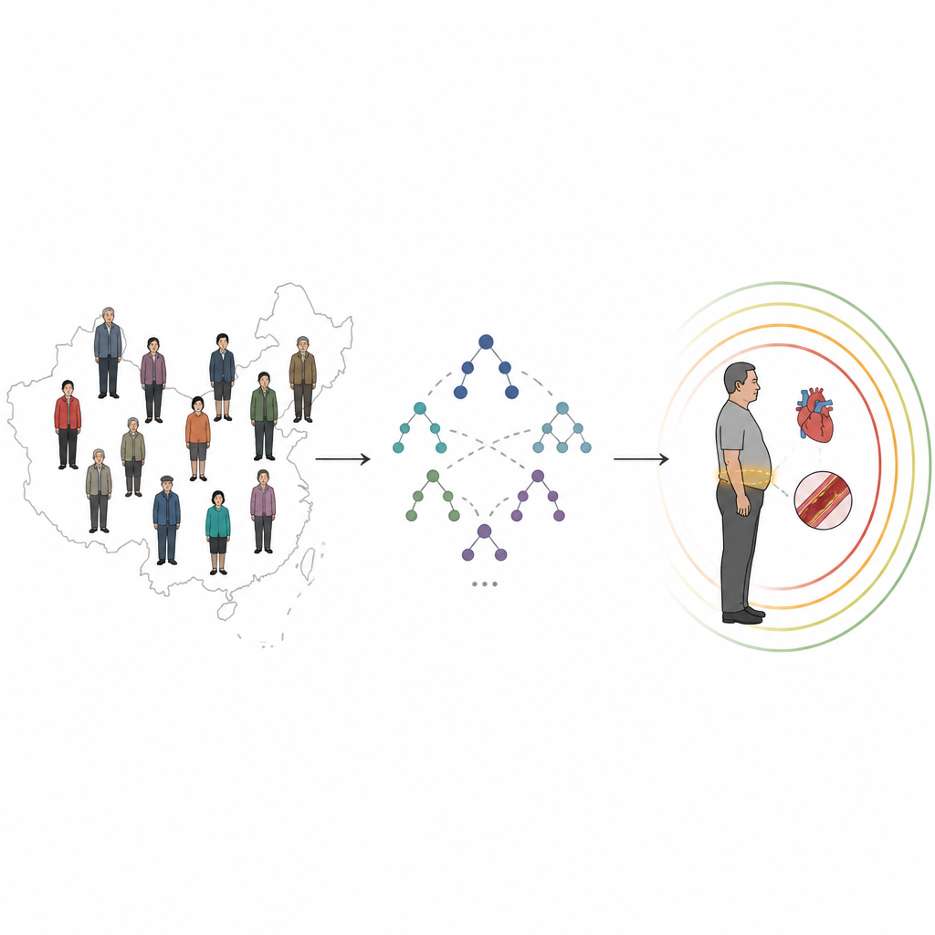 Figure 1. Gebruik van gegevens van Chinese volwassenen om te voorspellen wie de komende tien jaar waarschijnlijk hart- of beroerteproblemen ontwikkelt.