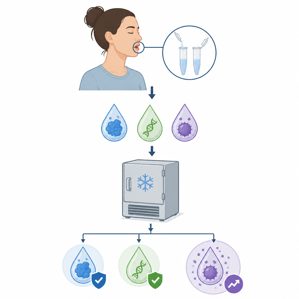 Figure 1. Hoe stresssignalen in speeksel jarenlange diepvriesopslag in onderzoeksfreezers doorstaan
