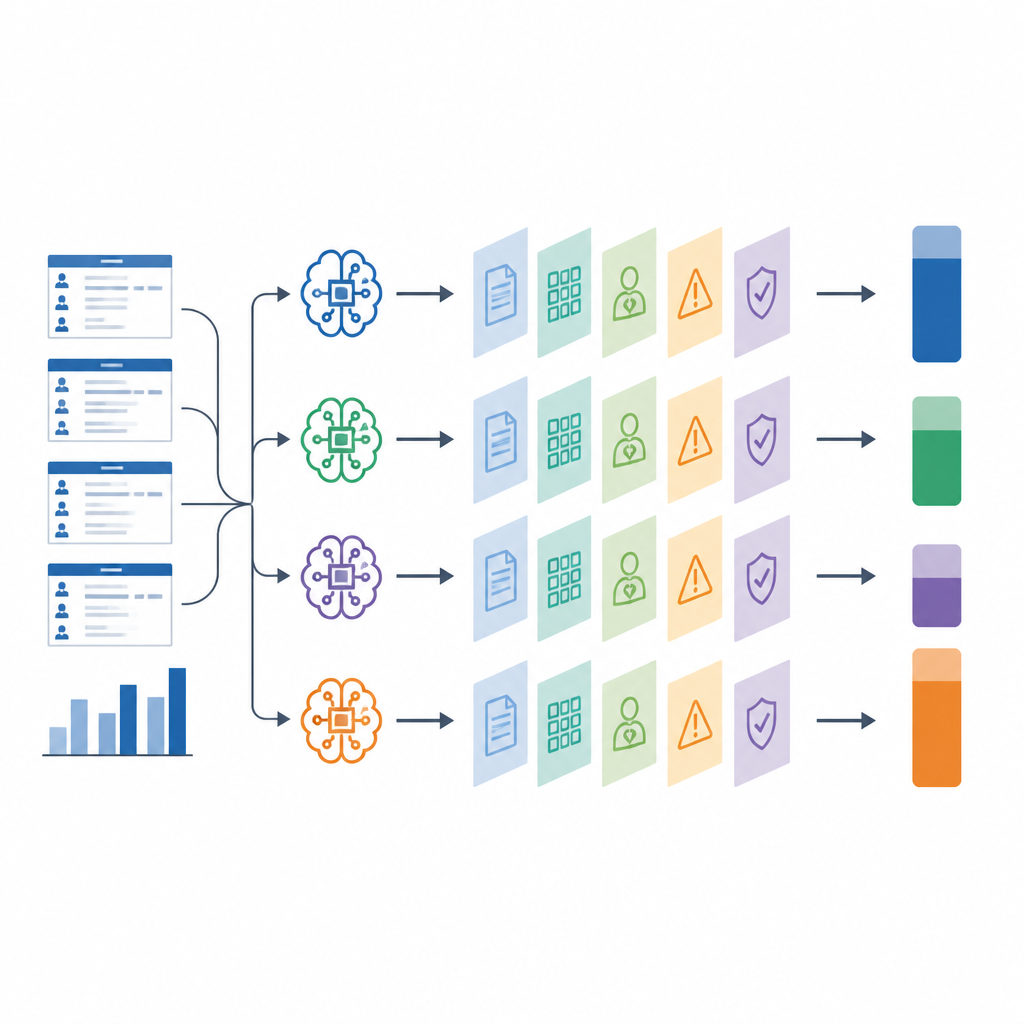 Figure 2. Yapay zekanın deneme verilerini adım adım nasıl yargılara dönüştürdüğüne dair bir bakış.