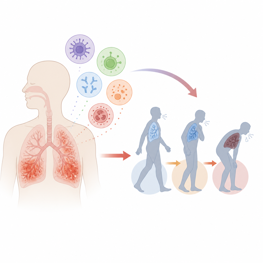 Figure 1. How changing blood defenses and inflammation relate to worsening breathing and daily life in COPD flare ups