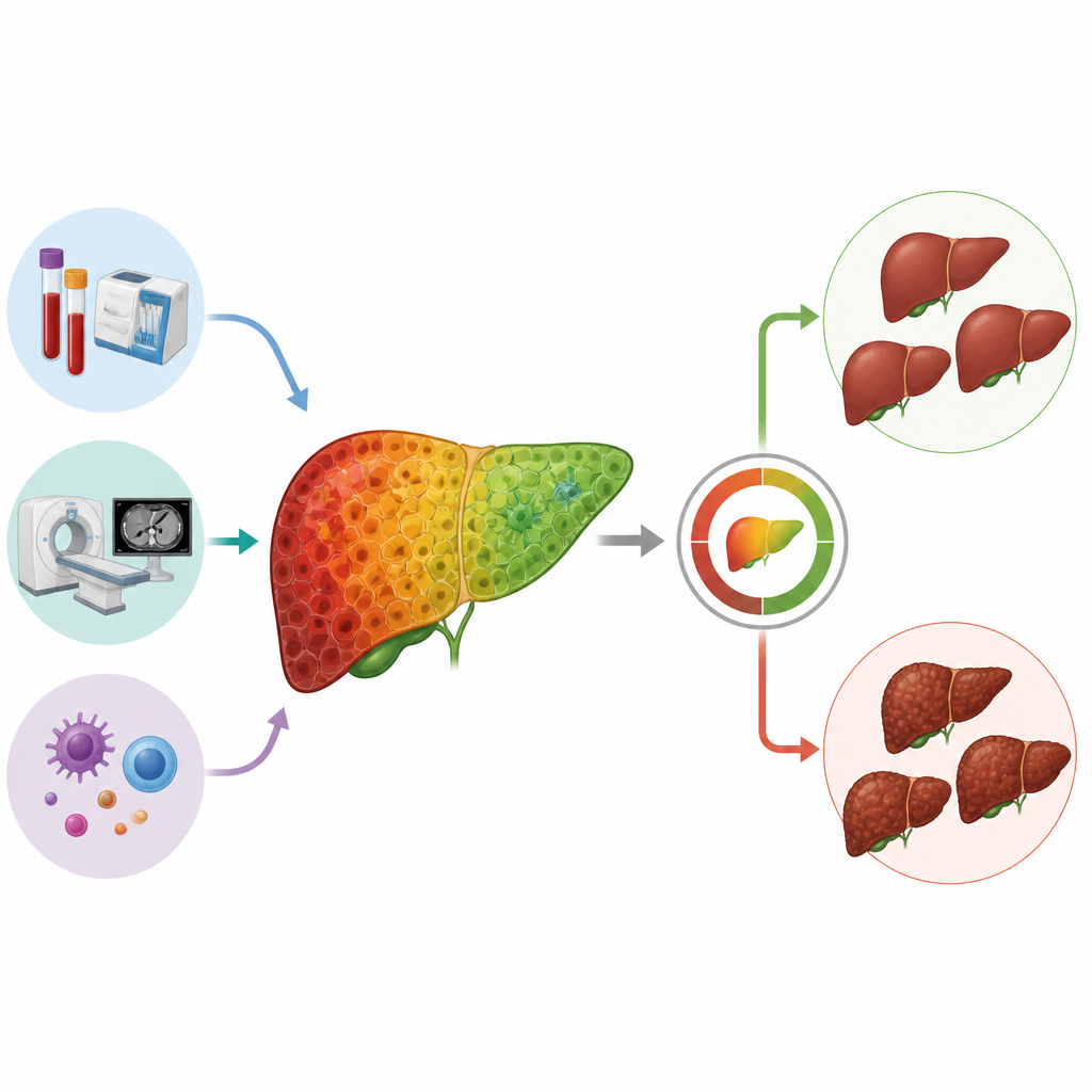 Figure 2. Multiple liver health signals combine into a biological age score that separates safer grafts from higher risk ones.