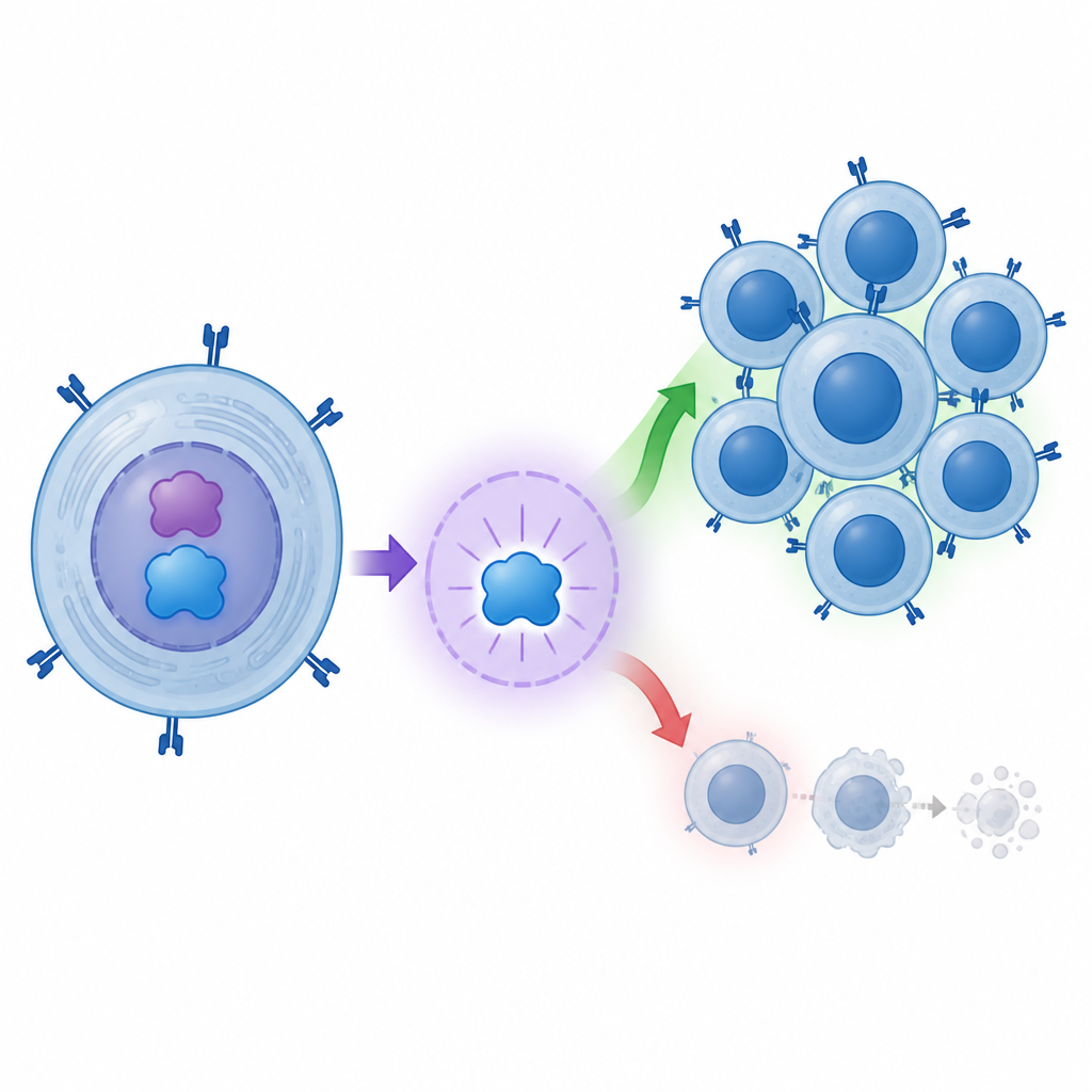 Figure 2. Hoe één moleculaire schakelaar een andere versterkt, waardoor langer levende killer-T-cellen ontstaan bij type 1 diabetes.