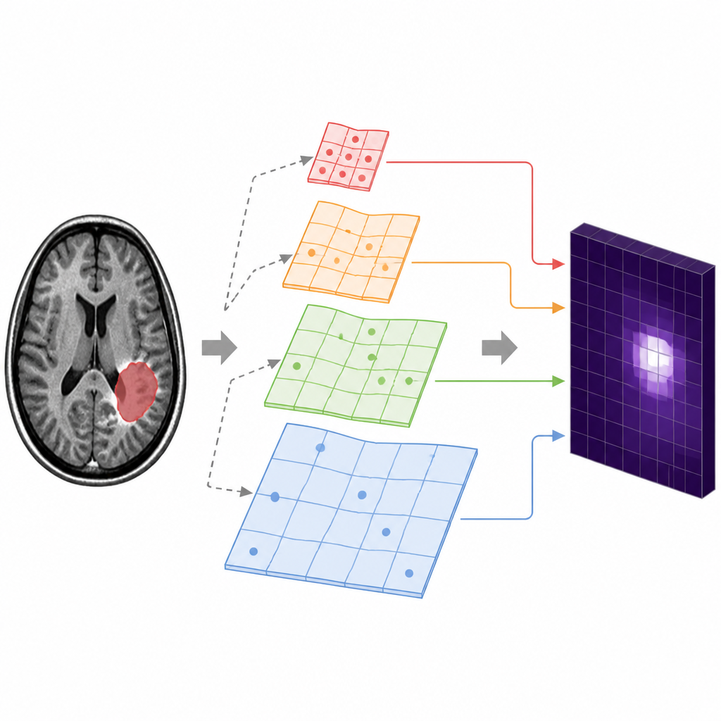 Figure 2. Wie flexible Multi-Skalen-Attention der KI erlaubt, sich auf wichtige Bereiche in Gehirn-MRTs zu konzentrieren, um Tumortypen zu unterscheiden.