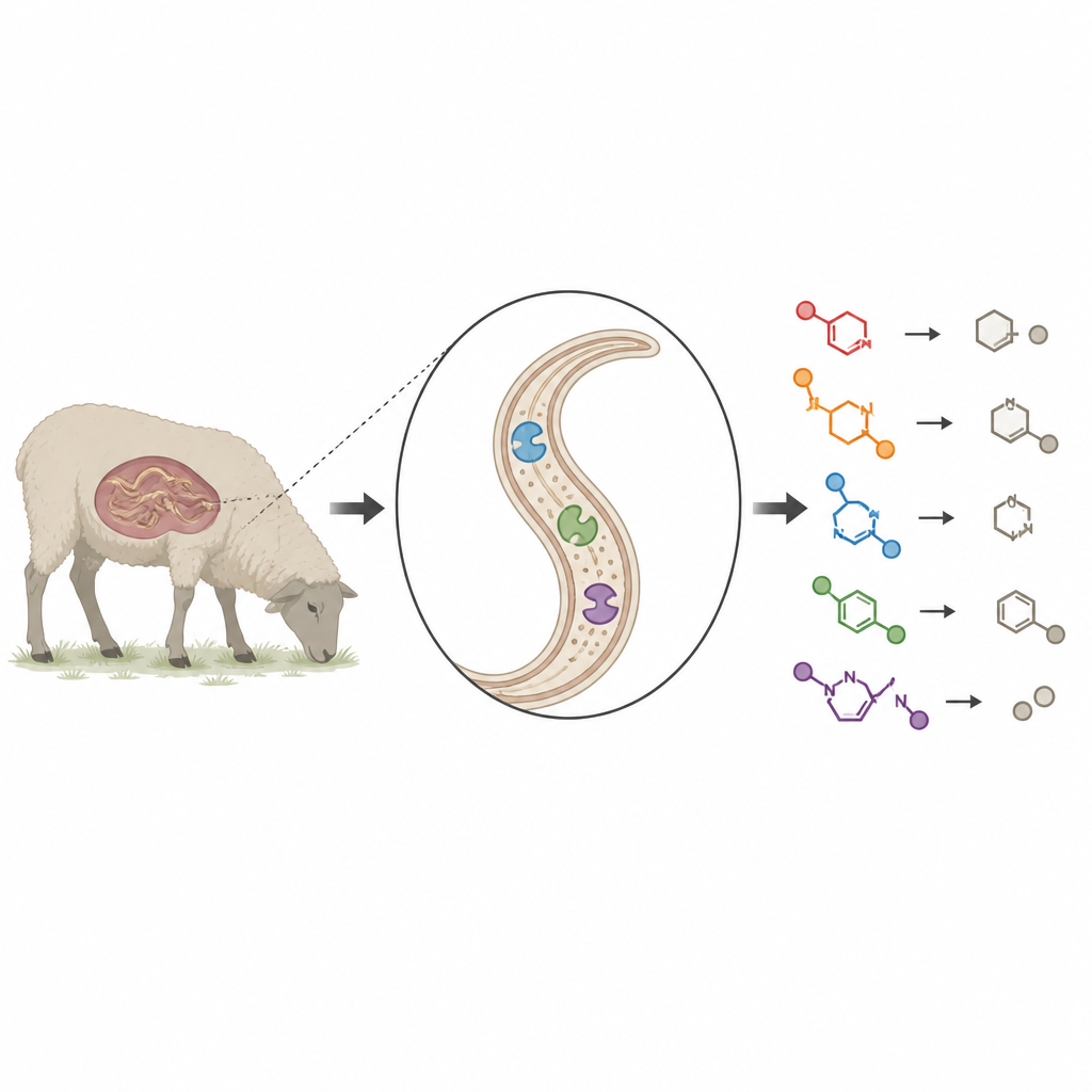 Figure 1. Come un verme parassita utilizza un enzima versatile per gestire i composti chimici all’interno del suo animale ospite.
