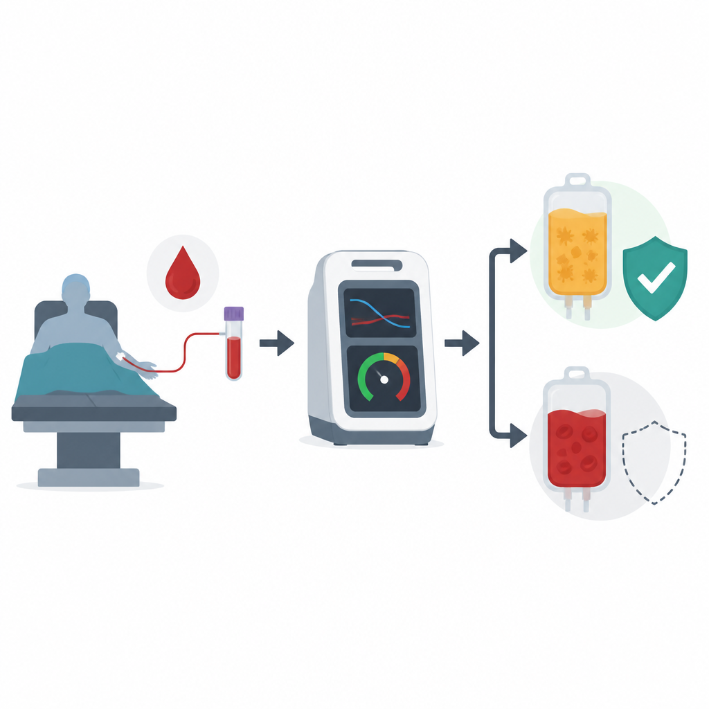 Figure 1. Utilizzare test di coagulazione rapidi al letto del paziente insieme a modelli computazionali per guidare le decisioni sulle trasfusioni di piastrine.
