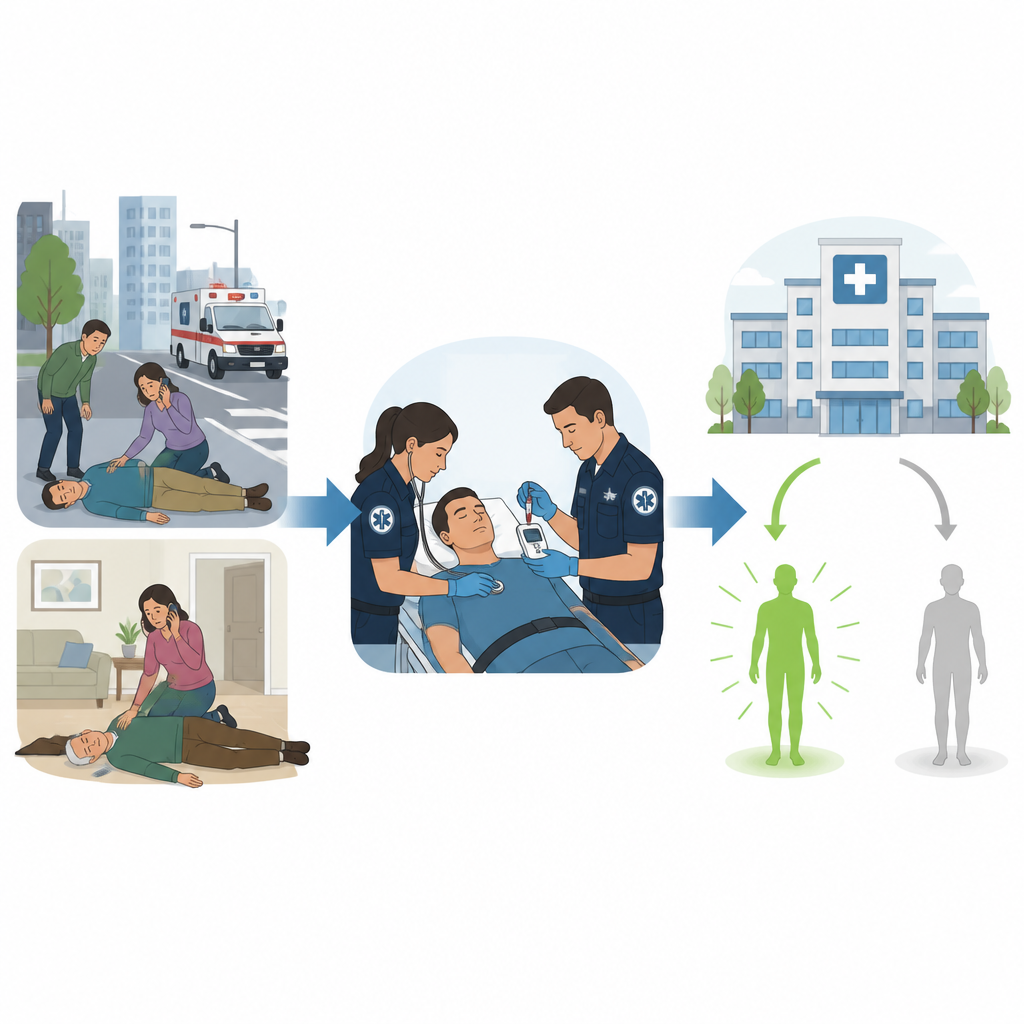 Figure 1. I segni vitali rilevati in ambulanza e test rapidi del sangue suggeriscono le probabilità di sopravvivenza dopo un arresto cardiaco improvviso.