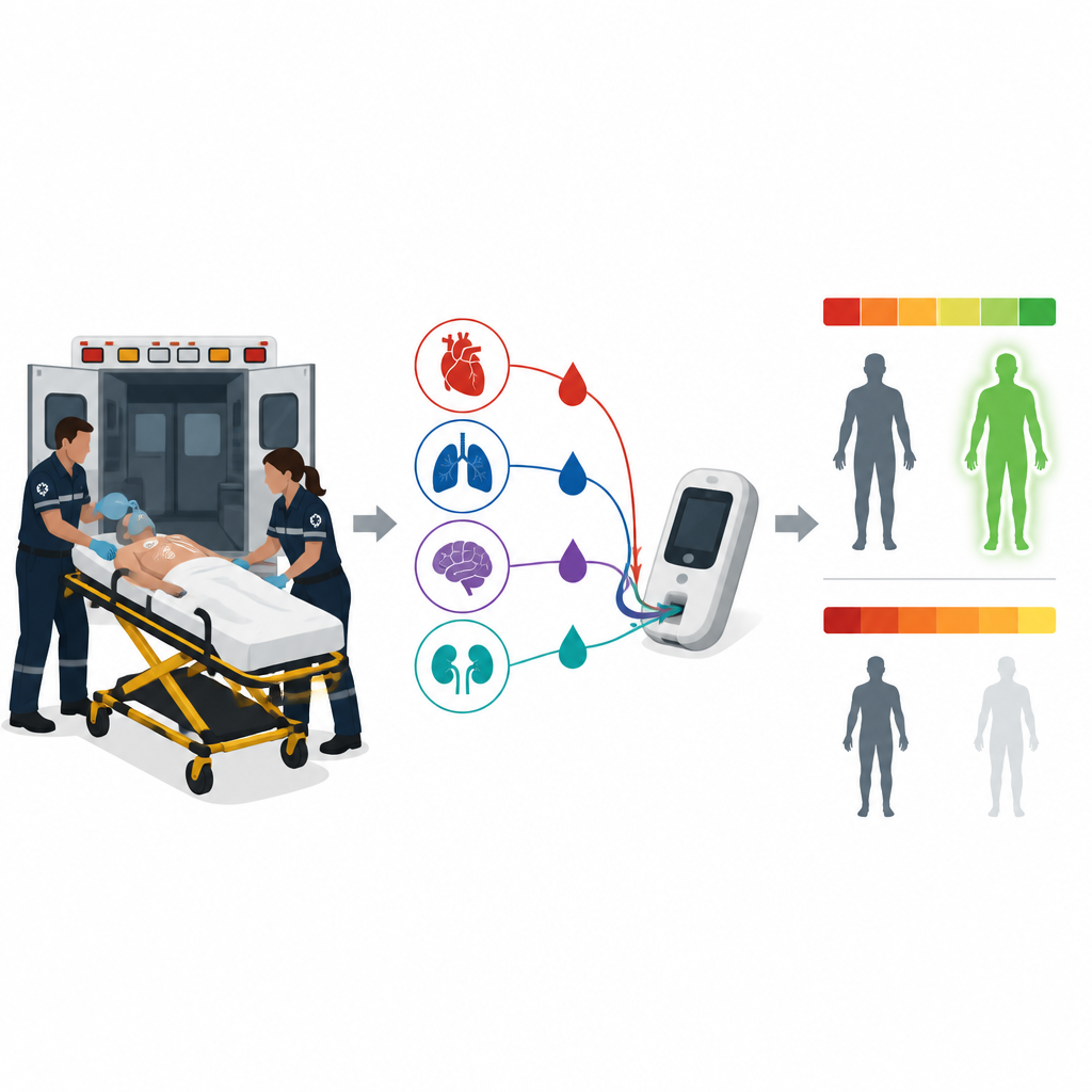 Figure 2. I paramedici combinano diversi marker ematici e segnali corporei in un unico punteggio che riflette il rischio di morte.