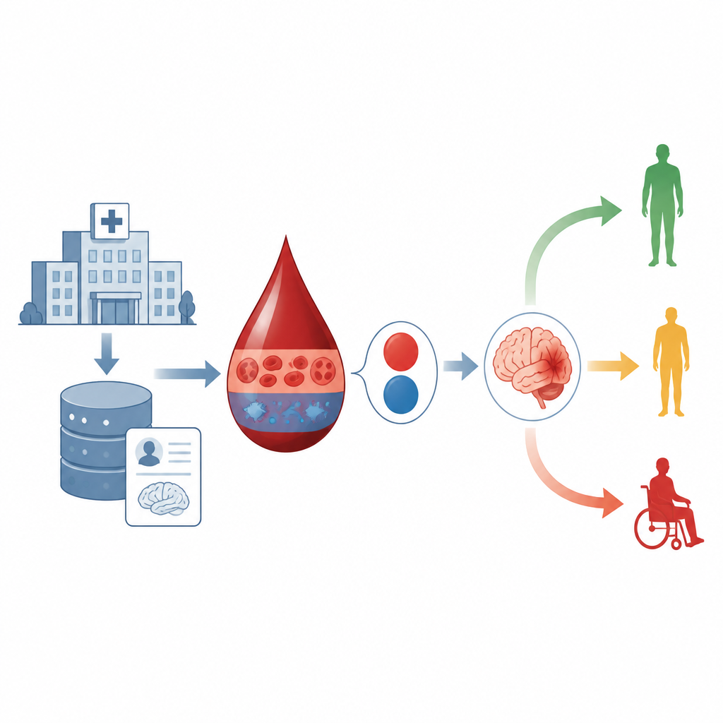 Figure 1. Using a simple blood-test ratio to sort brain bleed patients by overall survival risk.