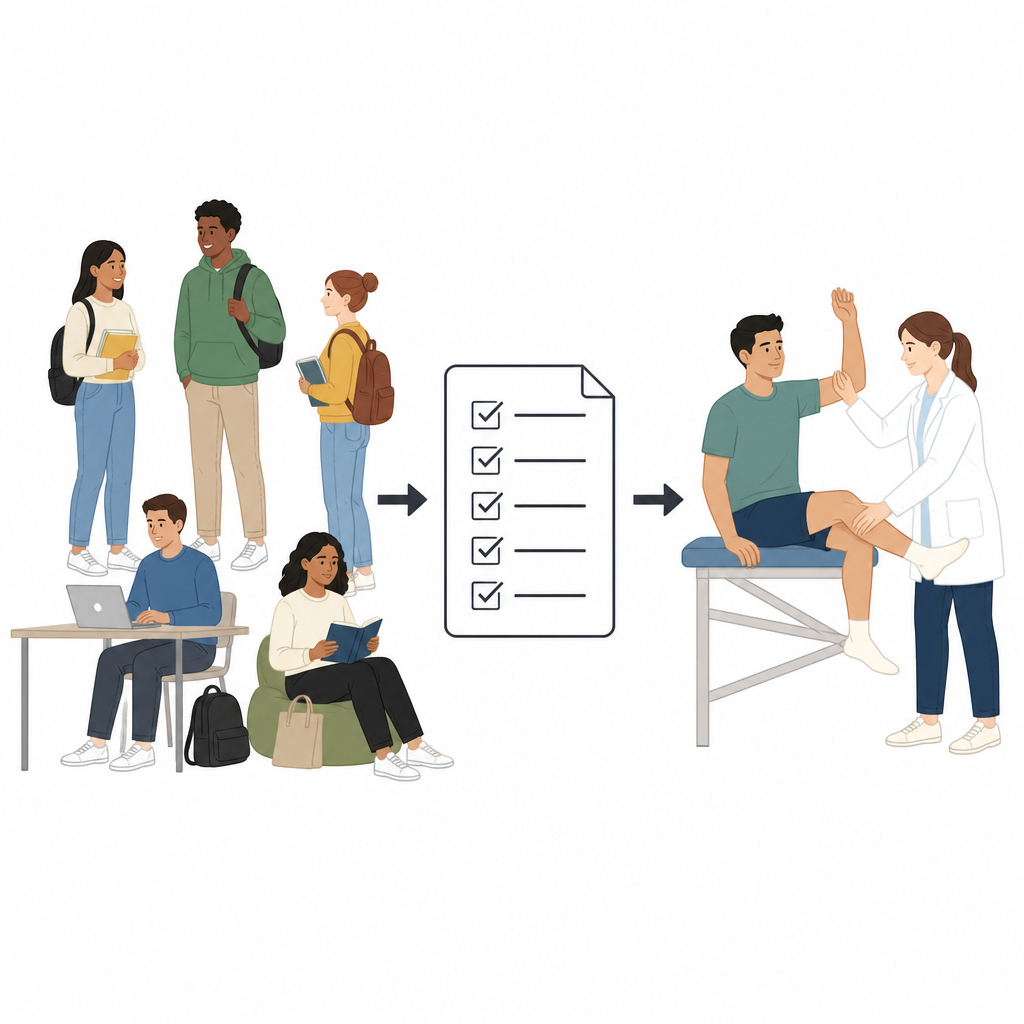 Figure 1. Vragenlijst helpt universiteiten studenten met zeer flexibele gewrichten snel te signaleren voor vervolgonderzoek.