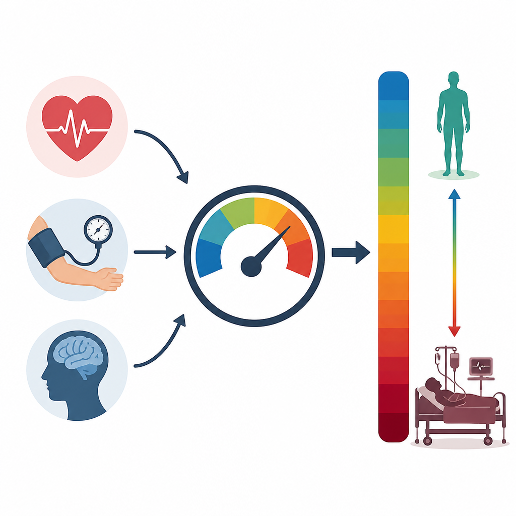 Figure 2. How combining heart, blood pressure, and brain responses helps doctors estimate heatstroke death risk.
