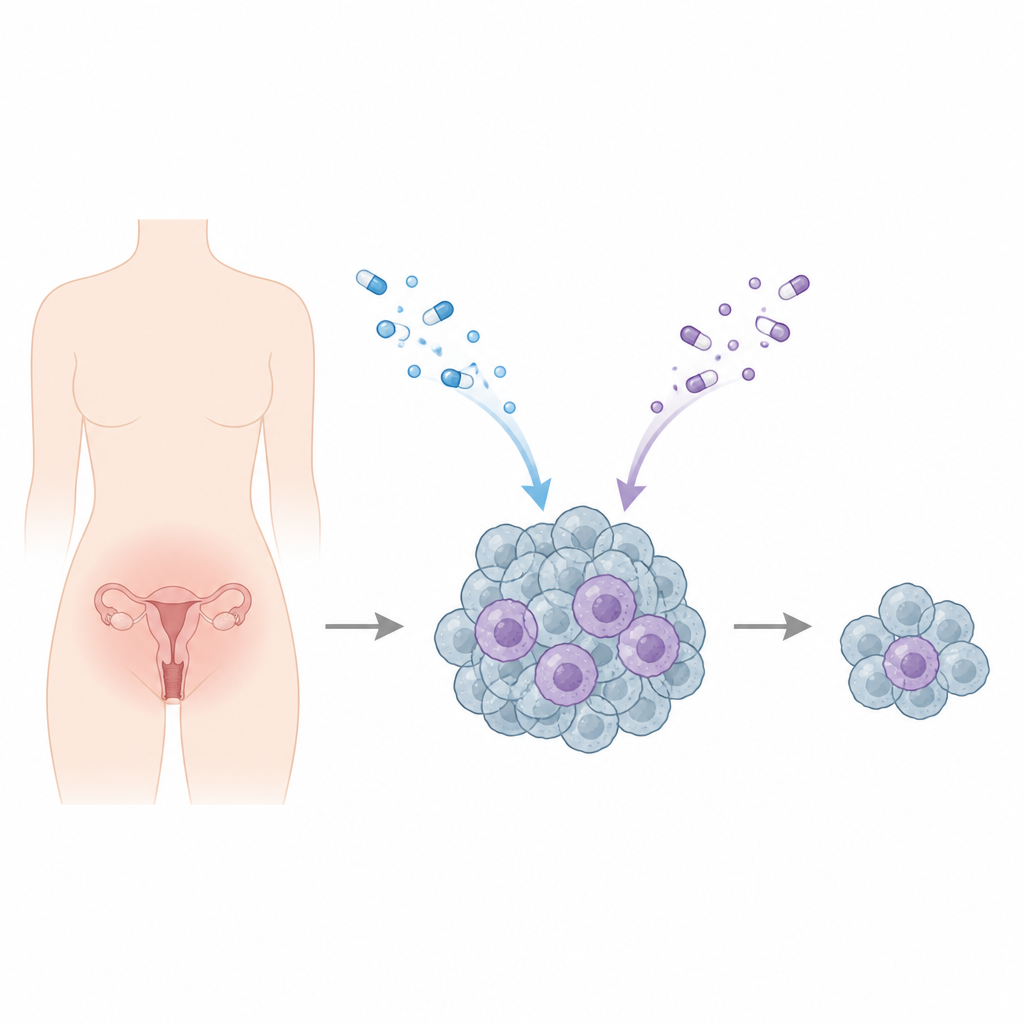 Figure 1. Tiny dual-action capsules help old chemotherapy work again against resistant ovarian tumors.