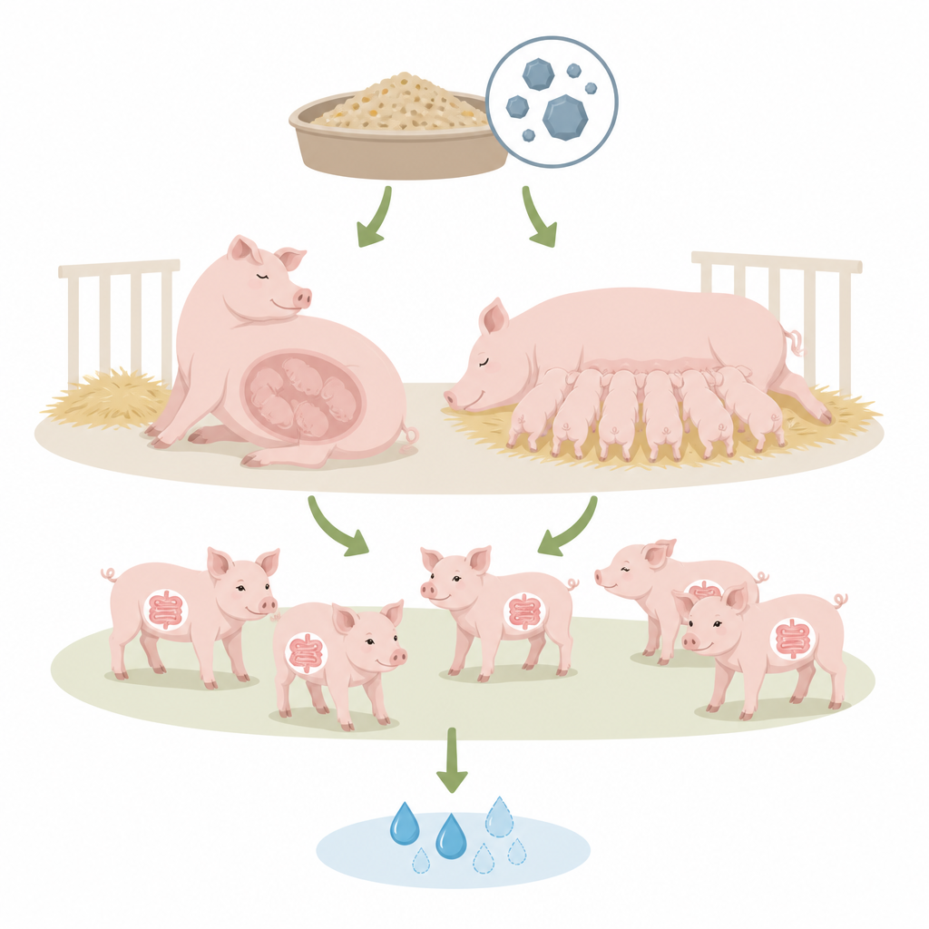 Figure 1. Organic zinc given to mother pigs stabilizes gut germs and helps their piglets have fewer bouts of diarrhea.