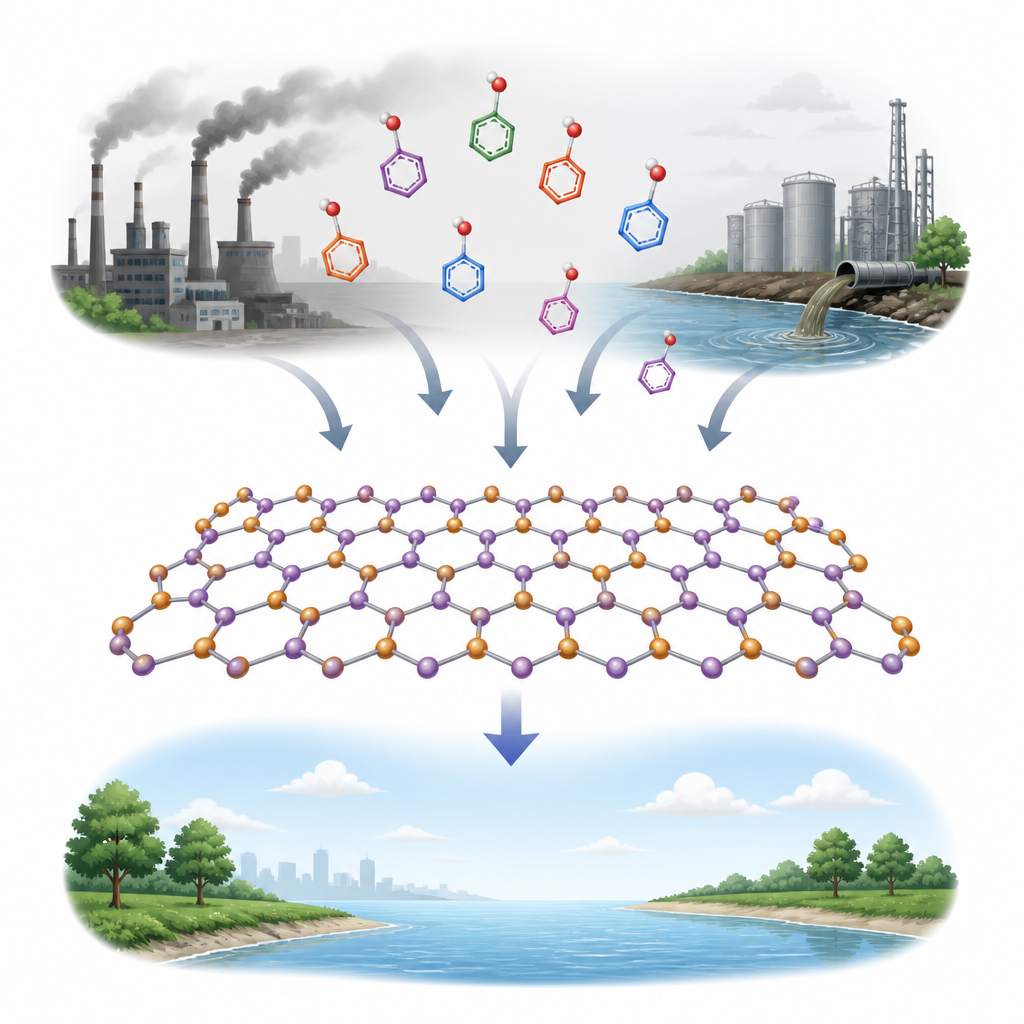 Figure 1. Ein einatomdickes Blatt, das hilft, schädliche Phenol‑Verunreinigungen in Luft und Wasser zu erkennen.