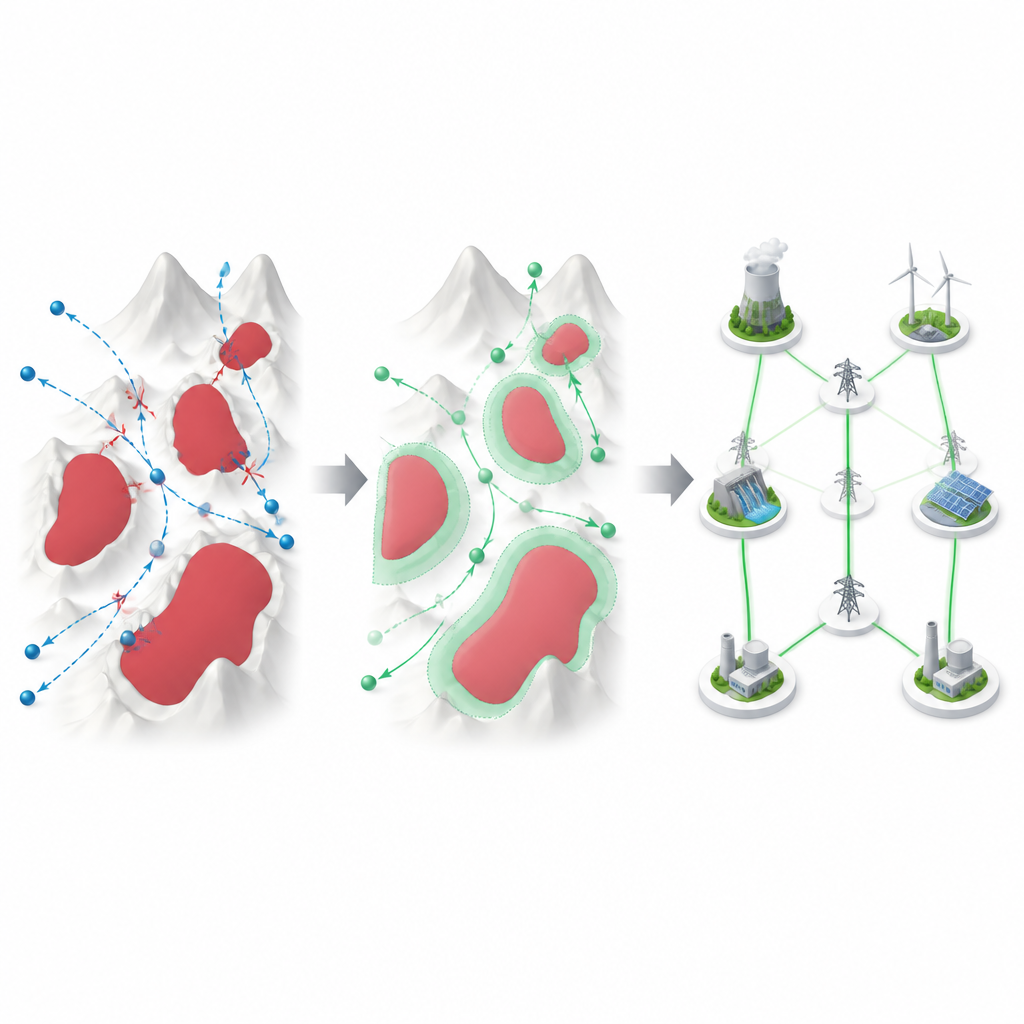Figure 2. Come una fascia di sicurezza flessibile permette a un metodo di ricerca di esplorare vicino ai limiti della rete e poi stabilizzarsi su impostazioni sicure ed efficienti.