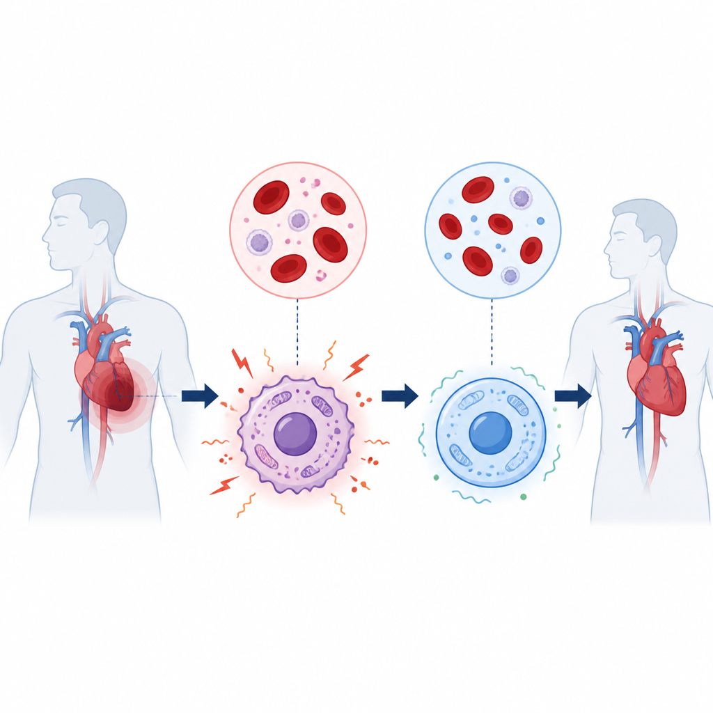 Figure 1. How stressed cells and blood markers reveal hidden damage in heart failure
