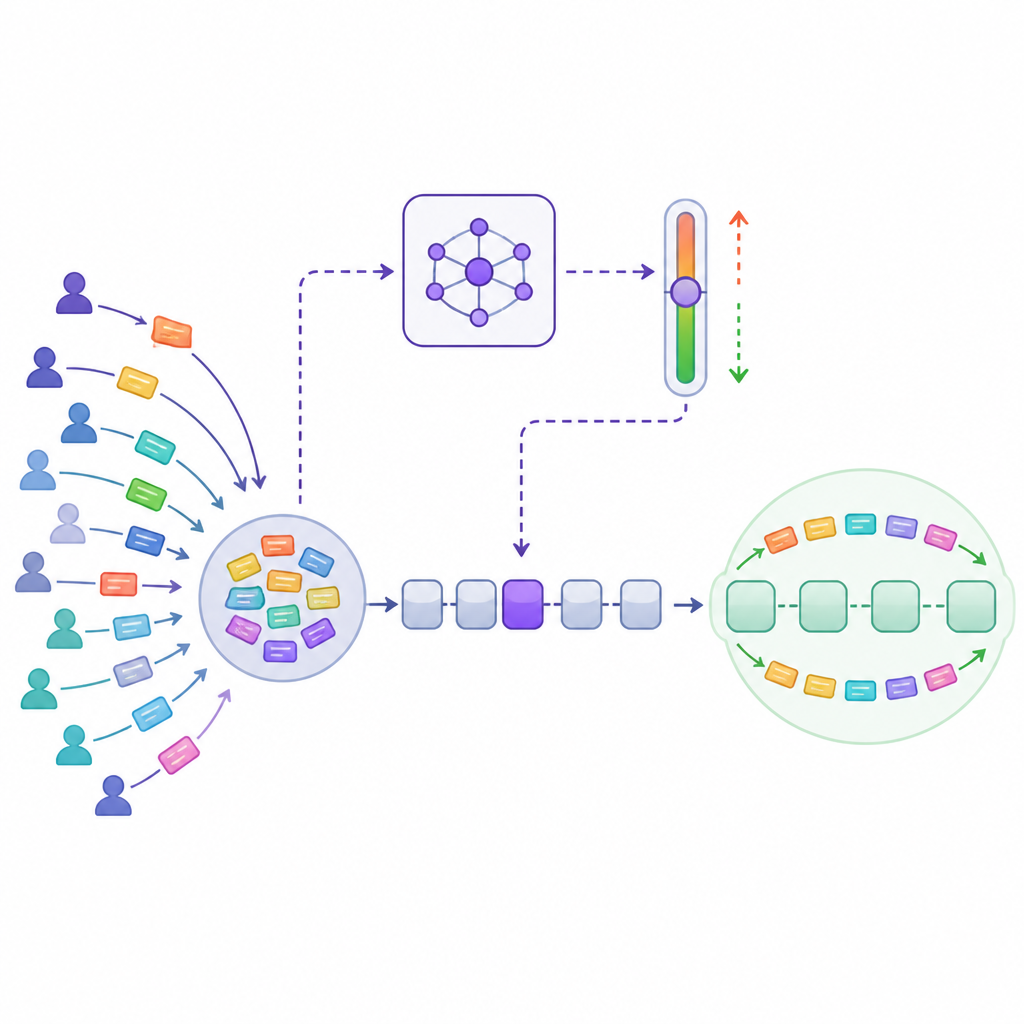 Figure 1. AI denetleyicisi, değişen talep altında Ethereum işlem trafiğini akıcı ve ücretleri sabit tutar.