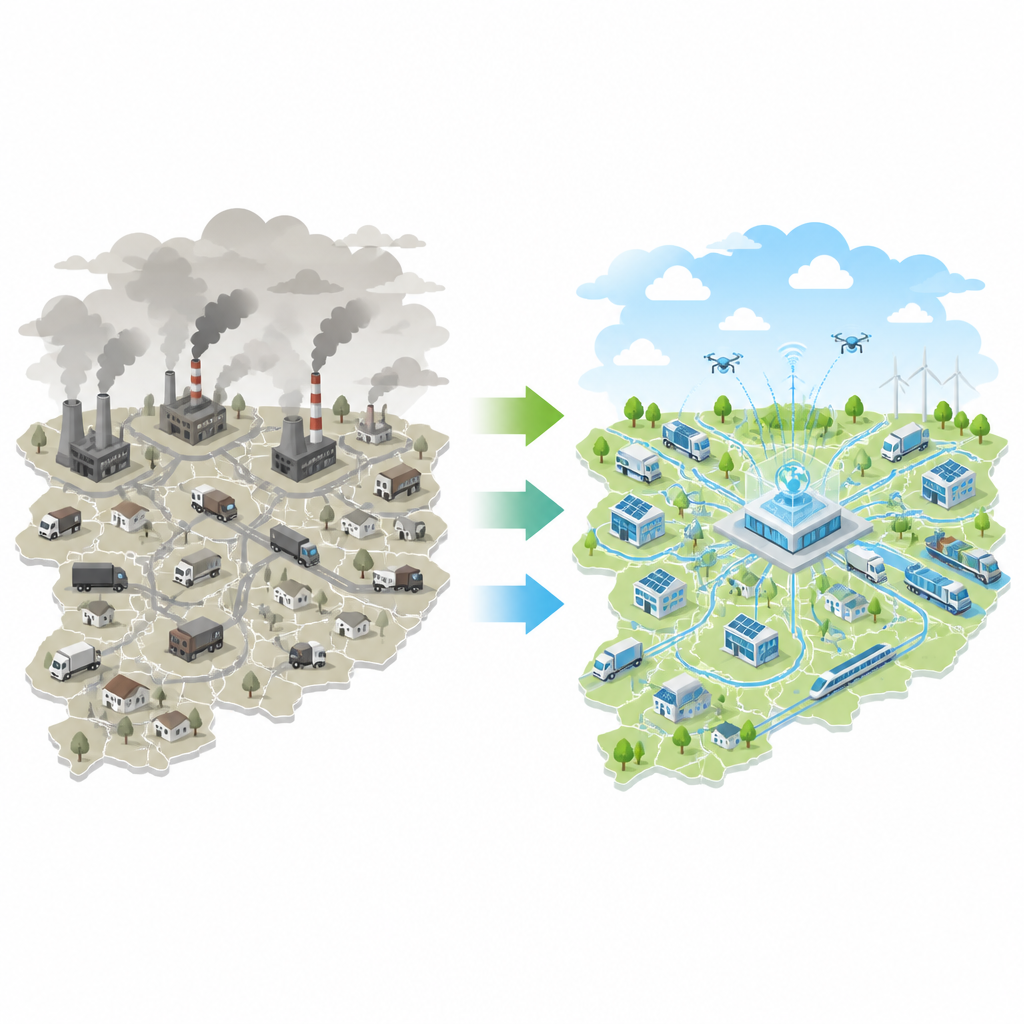 Figure 1. How digital trade zones in China help turn polluted county air into cleaner skies over time.