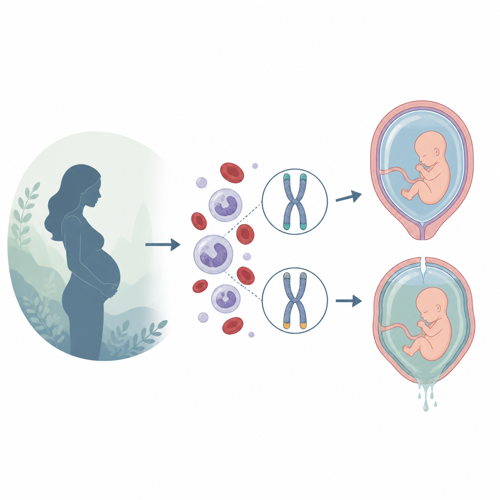 Figure 1. W jaki sposób czapeczki z DNA białych krwinek mogą wiązać się z przedwczesnym odpłynięciem wód płodowych u kobiety w ciąży.