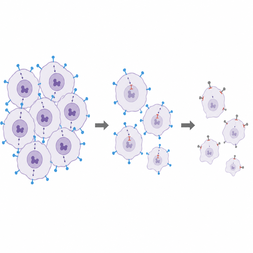 Figure 2. Inside a glioblastoma cell, one control protein switches on another at the surface to boost tumor growth and invasion.