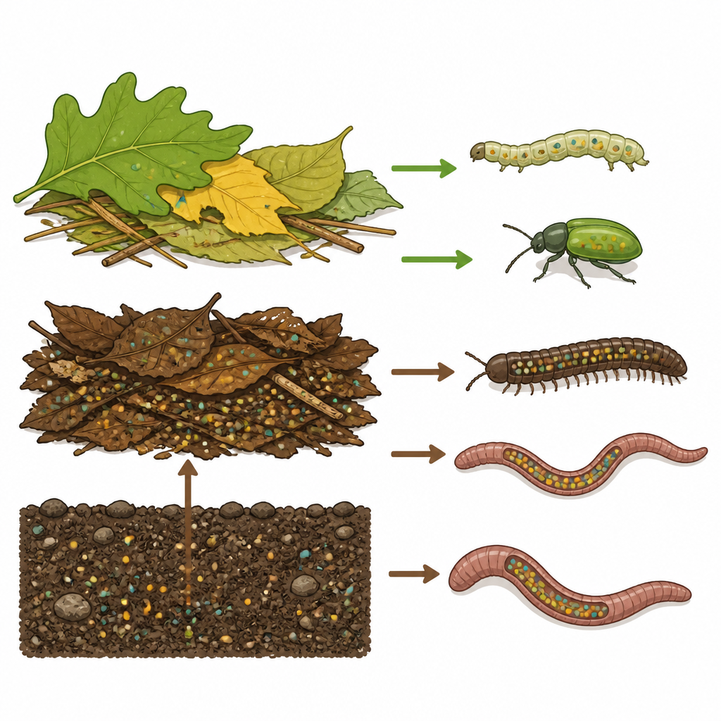 Figure 2. I detritivori che degradano foglie e suolo contengono più litio degli insetti erbivori, rivelando due vie principali dal suolo agli animali.